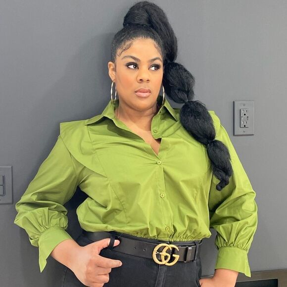 Bloomchic Tops - Solid Button Front Elastic Waist Blouse